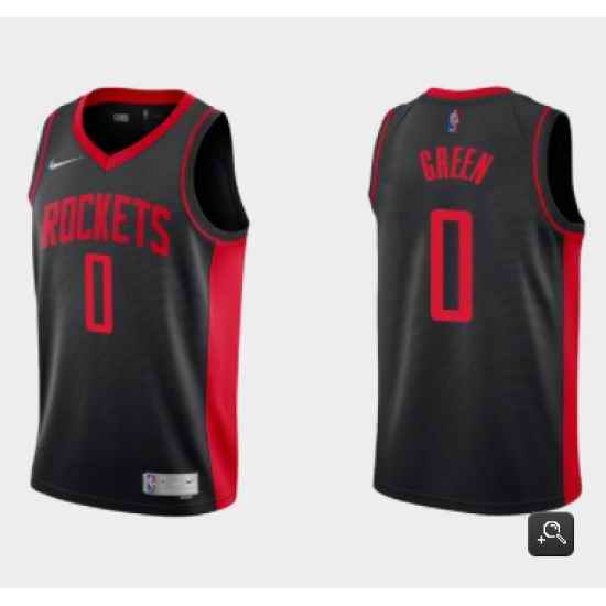 Men Houston Rockets 0 Jalen Green Earned Edition Black Stitched Basketball Jersey